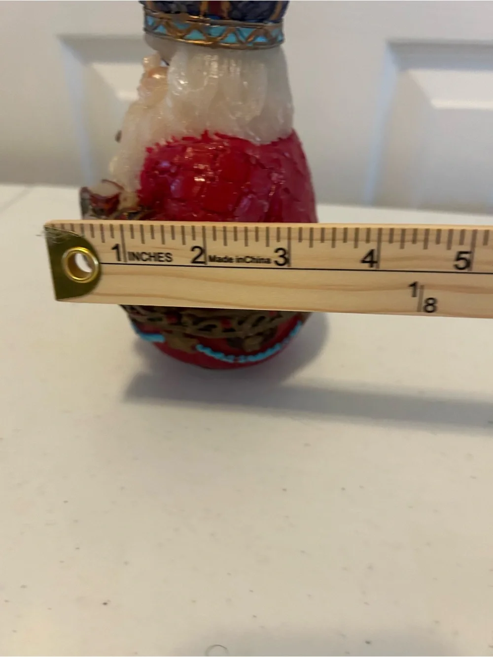 Holiday Santa Candle Figurine in Red, Blue and Gold